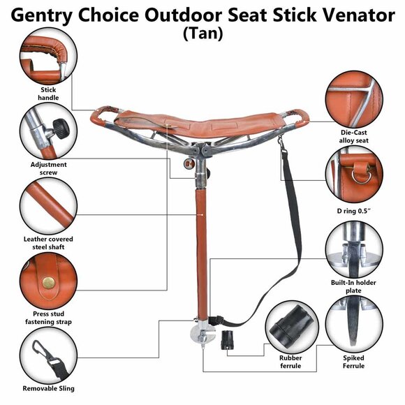 Best Outdoor adventure tool Portable Leather walking Seat Venator Folding Seat - Picture 13 of 14